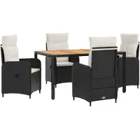Syfax Outdoortisch-Set 5 stk. Schwarz und Cremeweiß