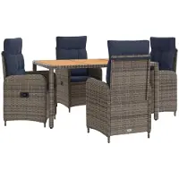 Syfax Outdoortisch-Set 5 stk. PE Rattan und pulverbeschichteter Stahl