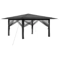 vidaXL Pavillon mit 4 Seitenwänden 4 x 4 m Hellgrau und Anthrazit