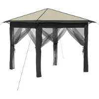 Syfax Gazebo mit 4 Seitenwänden 2,6 x 2,6 m Creme und Anthrazit