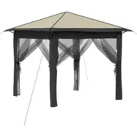 vidaXL Gazebo mit 4 Seitenwänden 2,6 x 2,6 m Creme und Anthrazit