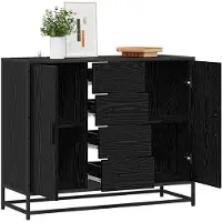 vidaXL Sideboard Schwarz Eichen-Optik 92 x 35 x 76 cm Holzwerkstoff