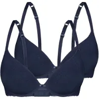 Sassa Schalen-BH "2er Pack Schalen-BH Bamboo Jacquard", Damen, Gr. 95, Cup D, blau (navy), Obermaterial: 90% Viskose CV. 10% Elasthan EL., BHs Schalen-BH
