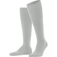 Falke Airport Herren Kniestrümpfe, 45-46, Grau, Uni, Schurwolle
