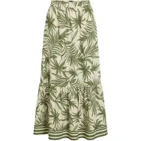 Apricot Minirock "Midirock mit Palmenprint", Damen, Gr. S (36), beige (creme), gewebt, Obermaterial: 85% Viskose CV. 15% Nylon NY., Röcke Minirock, Bordüre