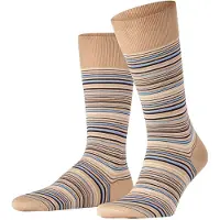 Falke Microblock Herren Socken, 39-40, Braun, Streifen, Baumwolle