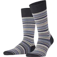 Falke Microblock Herren Socken, 41-42, Schwarz, Streifen, Baumwolle