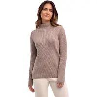 Falke Damen Pullover, M, Beige, Rippe, Schurwolle