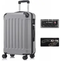 YONSLY Premium Reisekoffer TSA-Schloss,YKK-Reißverschluss Hartschalen-Koffer Trolley Kabinenkoffer Rollkoffer Suitcase Handgepäck (Hellgrau, L)