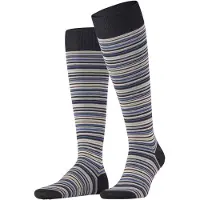 Falke Microblock Herren Kniestrümpfe, 41-42, Schwarz, Streifen, Baumwolle