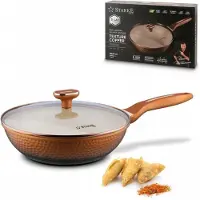 Starke PRO Texture Copper Große Induktions Wok-Pfanne 28cm mit Deckel