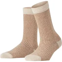 Falke Family Special Edition Damen Socken, 35-38, Beige, Kariert,Mehrfarbig,Geometrisch, Baumwolle