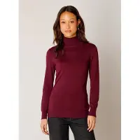 Base Level Rollkragenpullover "Yuen", Damen, Gr. 38, wine rot, Strick, Obermaterial: 80% Viskose, 20% Nylon, unifarben, figurbetont hüftlang, Rundhals, eng, Pullover Rollkragenpullover, mit Viskose