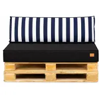 Blomster Palettenkissen 120 x 80 Set für Palettenmöbel Europaletten Sitzkissen EU Palettensofa komplett besteht aus 2 Teilen in Farbe: Schwarz mit marineblauen