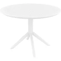 CLP Gartentisch Sky Ø 105 cm Polypropylen wetterfest UV-beständig winterfest stabil, Farbe: weiß