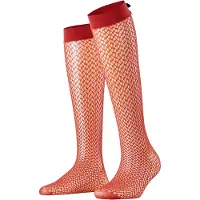 Falke Miss Ribbon Damen Kniestrümpfe, 39-42, Rot, Netz