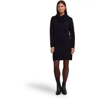 Falke Damen Kleid, L, Schwarz, Rippe, Schurwolle
