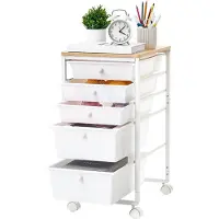 Vevor Rollwagen mit 5 Schubladen Mobiler Rollcontainer 400x330x635mm Weiß