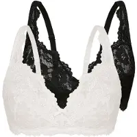 Sassa Soft-BH "2er Pack Soft-BH Classic Lace", Damen, Gr. 85, Cup B, bunt (schwarz, weiß), Obermaterial: 90% Polyamid PA. 10% Elasthan EL., BHs Soft-BH