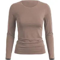Nina von c. Unterhemd NINA VON C. "Langarm Shirt Seide&Modal", Damen, Gr. 46, N-Gr, beige (noisette), Modal-Seide, Obermaterial: 79% Modal CMD. 14% Seide silk. 7% Elasthan EL., Rundhals, Unterhemden Unterhemd