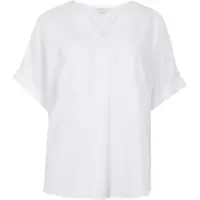 Apricot Shirtbluse "Plissierte Bluse", Damen, Gr. L (40), weiß, gewebt, Obermaterial: 97% Lyocell CLY. 3% Leinen LI., uni, Modisch, V-Ausschnitt, Gerade, Blusen Shirtbluse, mit V-Ausschnitt