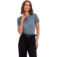 Falke Essential Cotton Damen Polo Shirt, XS, Blau, Struktur, Baumwolle