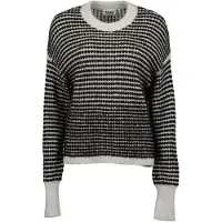 Blue Seven Strickpullover "Pullover", Damen, Gr. 38, schwarz-weiß (9100, hell grau), 76% Polyacryl, 21% Polyamid, 3% Elasthan, normal, Rundhals, Pullover Strickpullover