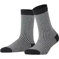 Falke Family Special Edition Damen Socken, 39-42, Schwarz, Kariert,Mehrfarbig,Geometrisch, Baumwolle