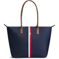 Tommy Hilfiger Popette Global Stripe Tote Bag, Stoffbeutel, Reißverschluss, Erwachsener, OS, Blau, Space blue