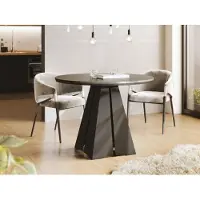 WFL GROUP Runder Ausziehbarer Esstisch mit Schwarzem Metallgestell - Moderner Industrieller Tisch für Esszimmer oder Küche - 100 cm bis 180 cm - EU - Chicago Beton