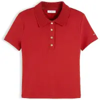 Tommy Hilfiger Poloshirt "GOLD BUTTON REG S/S POLO", Damen, Gr. S (36/38), schwarz magma, Single Jersey, Obermaterial: 100% Baumwolle, unifarben, normal, Rundhals, Shirts Poloshirt, Baumwolle