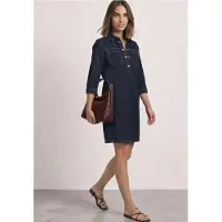 Street One Brusttaschen Knielanges Denim Sommerkleid mit 3/4-Arm