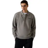 GUESS für Herren. M6BQ23K6163 Graues Sweatshirt im Polo-Stil mit langen Ärmeln (L), Lässig, Polyester, Langarm