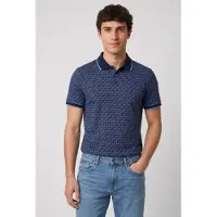 Michael Kors für Herren. CS650V848T Poloshirt aus glattem Baumwollstrick mit marinefarbenem Logo (XL), Lässig, Baumwolle, Kurzarm