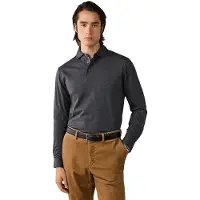 Hackett London für Herren. HM5500049 Langärmeliges Pima-Poloshirt grau (XL), Lässig, Baumwolle, Klassisch, Langarm