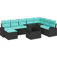 Syfax Gartensofa-set 9 stk. Schwarz Poly Rattan