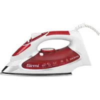 Girmi ST50, Trocken- & Dampfbügeleisen, Edelstahl-Bügelsohle, 90 g/min, Aqua-Farbe, Rot, 18 g/min, 0,28 l