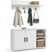 VCM Diele Garderoben Set mit Schuhschrank Sitzbank, Wandgarderobe & Hut Ablage - Gados L