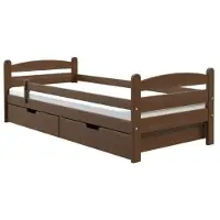 Masseno Kinderbett MARIS 90x200 cm mit Schublade, Rausfallschutz, Einzelbett für Mädchen und Jungs,Nussbaum
