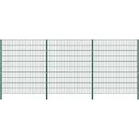 vidaXL Zaunelement mit Pfosten Eisen 522 x 200 cm Grün