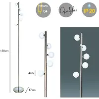 Dapo Leuchten Stehleuchte Sondra 12V Halogenlampe Nickel/Opalglas Standlampe Dekoleuchte