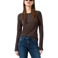 QS Langarmshirt , Damen, Gr. S, braun, Jersey, Obermaterial: 97% Baumwolle, 3% Elasthan, figurbetont hüftbedeckend, Shirts Langarmshirt, Elastische Baumwollqualität