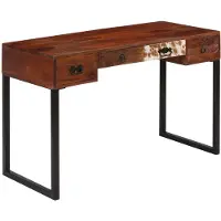 Syfax Schreibtisch Massivholz Akazie und Echtleder 117x50x76 cm