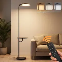 ZMH LED Stehlampe Wohnzimmer 30W Schwarz mit Tisch Fernbedienung 174cm Leselampe Stehleuchte dimmbar 3000K-6500K moderne Bodenleuchte für Wohnzimmer