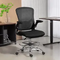 Sweiko Zeichenstuhl mit Lendenstütze, höhenverstellbar, drehbar, für Homeoffice, Studio, Kunstprojekte, Schwarz