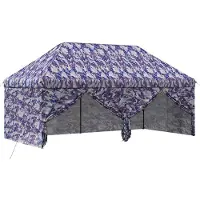 vidaXL Pop-up Pavillon mit 4 Seitenwänden 3 x 6 m Blaue Camouflage