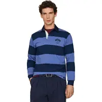 Hackett London für Herren. HM5700027 Rugby-Polohemd Lrc Bk Patch, blau (S), Lässig, Baumwolle, Langarm