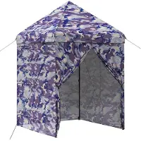 vidaXL Pop-up Pavillon mit 4 Seitenwänden 2 x 2 m Blaue Camouflage