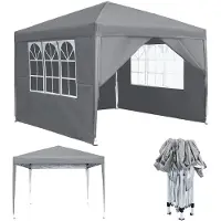 Sonstiges Faltpavillon 2.5x2.5m Wasserdicht Stabil Winterfest mit 4 Seitenteilen und Fenstern Grau