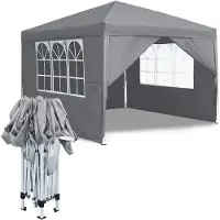Sonstiges Gartenpavillon 3x3m Wasserdicht mit 4 Seitenteilen und Fenstern, Faltbar, UV-Schutz, Grau